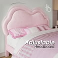 thumbnail image 3 of Merluxy Twin Bed Frame with LED Light,Adjustable Cloud Headboard,No Box Spring Needed,Pink, 3 of 9