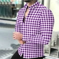 thumbnail image 6 of MELDVDIB Button Down Plaid Shirts for Men Long Sleeve Slim Transitional Weather Dress Shirt Travel Business Comfy Blouse Tops Purple L, 6 of 8
