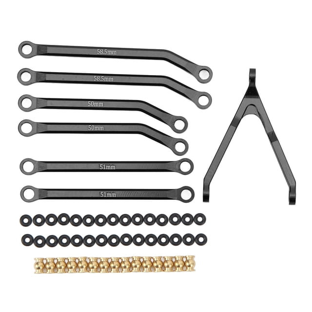 Conjunto de varillas de dirección RC, soporte de cabeza de bola de latón, marco de amarre, lazo de goma, accesorios de carcasa de coche RC 1/24 para Axial negro