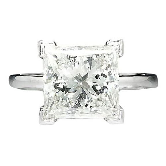 HeartsAndYou 2ct Princess Cut Moissanite Proposal Solitaire Engagement Ring for Women 18k White Gold over Silver