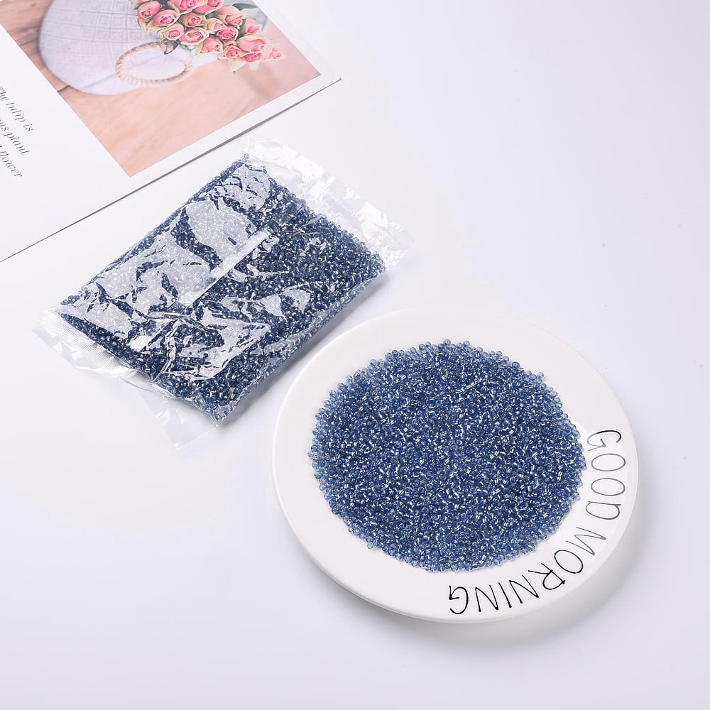 6/0 Glass Seed Beads Silver Lined Round Hole Round Royal Blue 4mm Hole: 1.5mm about 6639 pcs/pound
