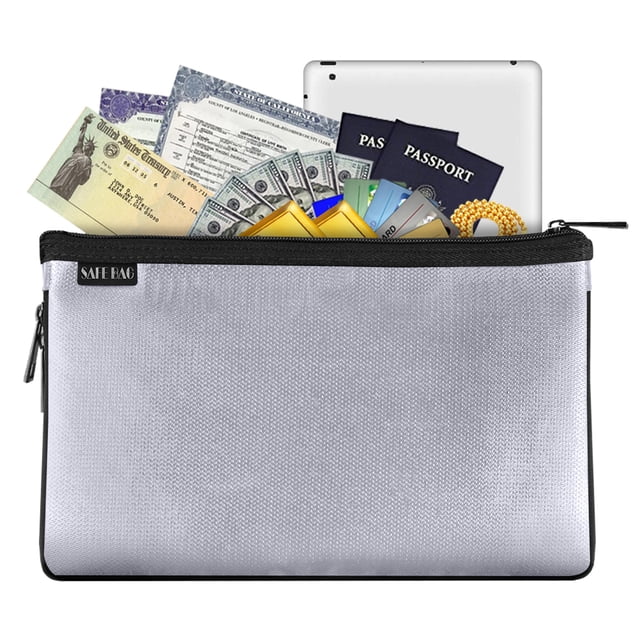 Amdohai Petit Sac à Argent Ignifuge Résistant au Feu et à l'Eau Sac de Documents Extensible Pochette de Rangement avec Fermeture Éclair pour Fichier A5 Document Argent Bijoux Passeport
