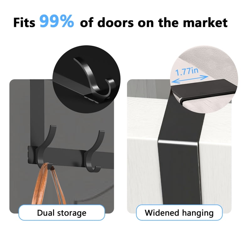 BUSATIA Over-the-Door Hook Rack, Black, 6 Dual Hooks photo 6