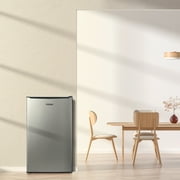 Galanz 3.3 Cu Ft Compact Refrigerator, Stainless Steel Look One Door Mini Fridge, Energy Star for Apartment, Dorm, Office, Bedroom