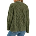 thumbnail image 4 of Long Sleeve Button Down Women Solid Casual Cable Knit Cardigan Coat, 4 of 5