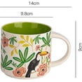 thumbnail image 2 of Taza de café de taza de té de cerámica, pintada a mano con asas, taza de flor vintage, apta para lavavajillas y microondas, verde oliva - 15.8 oz, 2 of 4