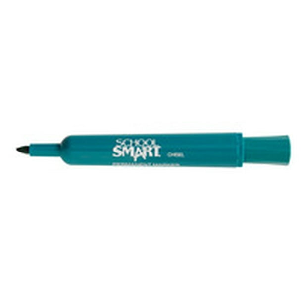 School Smart NonToxic Permanent Marker, Broad Chisel Tip, Green, Pack