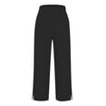 thumbnail image 4 of Jxximdong Pants for Women Solid Straight Elastic Pants Long Drawstring Linen Women Waist Cotton Casual Button Slit Trouser Black M Trousers, 4 of 9
