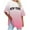 Pink, variant on MIUOWANP Women's Raglan Elbow Sleeve Top Gradient Color Letter Print Loose Breathable Casual Round Neck T-Shirt Size M(6)Pink