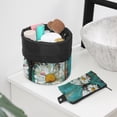 thumbnail image 6 of PhooArto Travel Cosmetic Bags Barrel Makeup Bag, Multifunctional Toiletry Bucket Bags Round Organizer Storage Pocket, Daisy Floral Butterfly on Wooden, 6 of 6