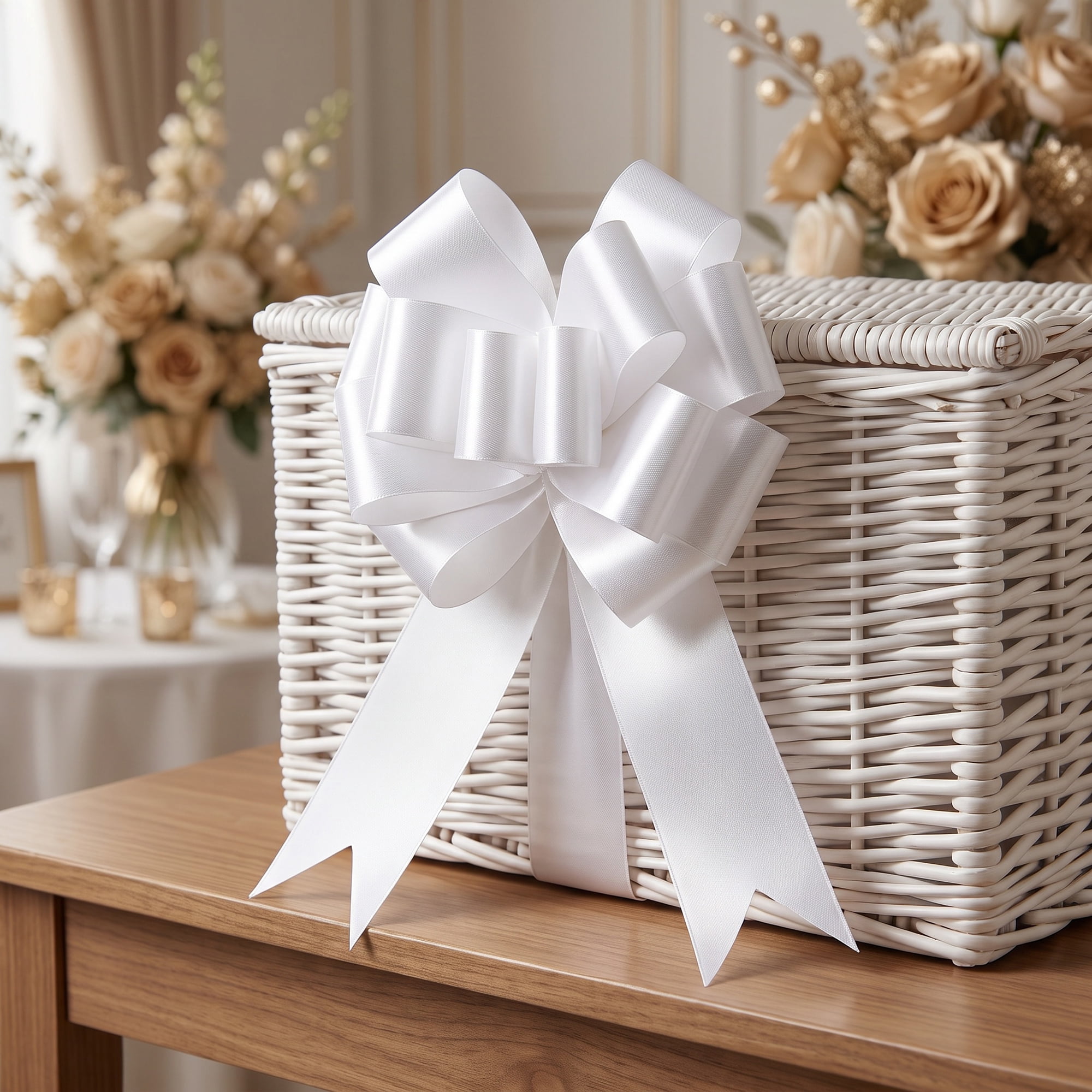 Unique Bargains Crush-Resistant Metallic Bows for Gift Wrapping and Decoration White