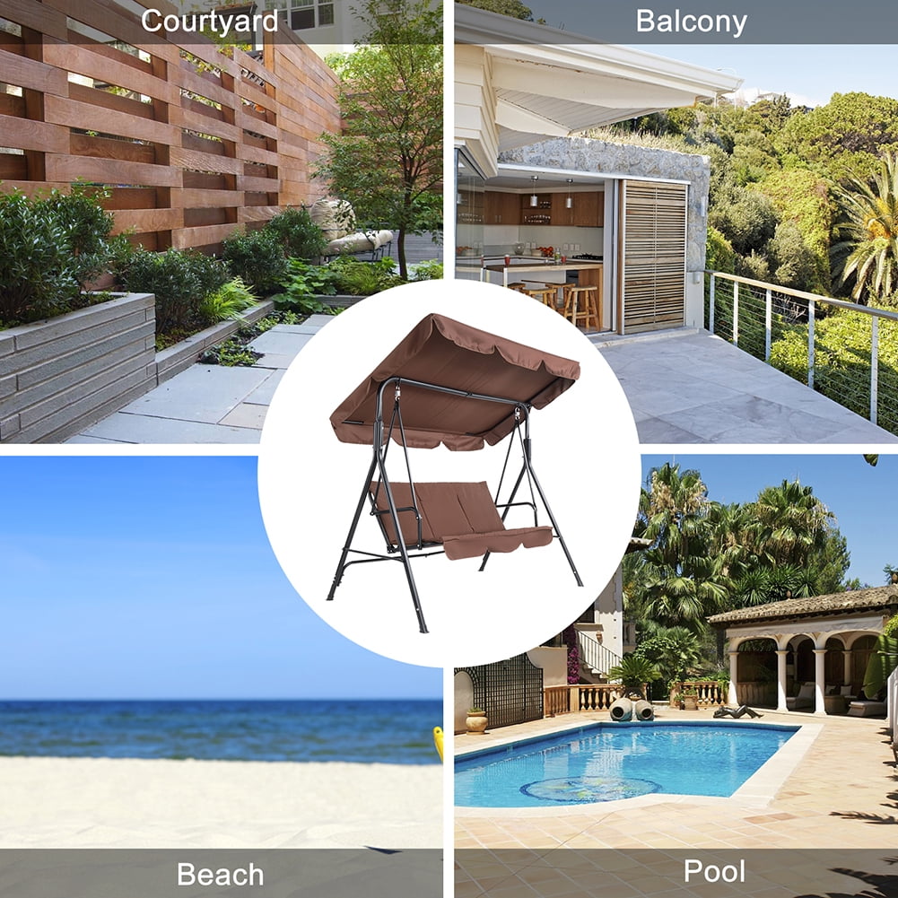 Private Jungle 3-Seat Deluxe Outdoor Patio Porch Swing with Weather Resistant Steel Frame, Adjustable Tilt Canopy, Cushions and Pillow Included Private Jungle 3-Seat Deluxe Outdoor Patio Porch Swing with Weather Resistant Steel Frame, Adjustable Tilt Canopy, Cushions and Pillow Included