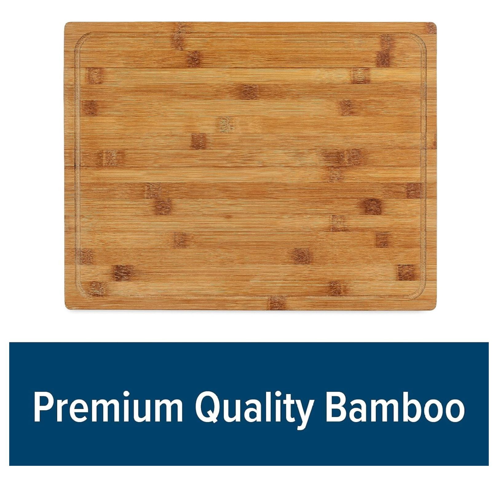 Bamboo Cutting Board with Counter Edge | Perfect for Vegetables, Fruits, Meats, and Cheeses | Measures 18-inches x 14-inches x 1-3/4-inches (43545), Brown