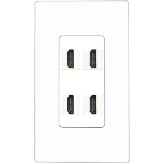 RiteAV 4 Port HDMI Wall Plate - 1 Gang [Screwless White]