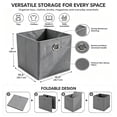 thumbnail image 3 of Dailivio Collapsible Fabric Cube Storage Bins (10.5" x 10.5"), Storage Cubes Organizer Bin with Handles for Clothes, Gray, 2 Pack, 3 of 8