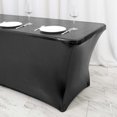 thumbnail image 3 of Efavormart 6FT Metallic Rectangular Stretch Spandex Table Cover for Wedding Kitchen Dining Events - Black, 3 of 10
