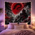 thumbnail image 2 of Black Dragon Coiled Against Red Moon and Pagoda in Mist, Dramatic Gothic for Fantasy Lovers, Asian Inspired Wall Art, Holiday Gift Tapestry Wall Hanging for Bedroom and Living Room, 2 of 7
