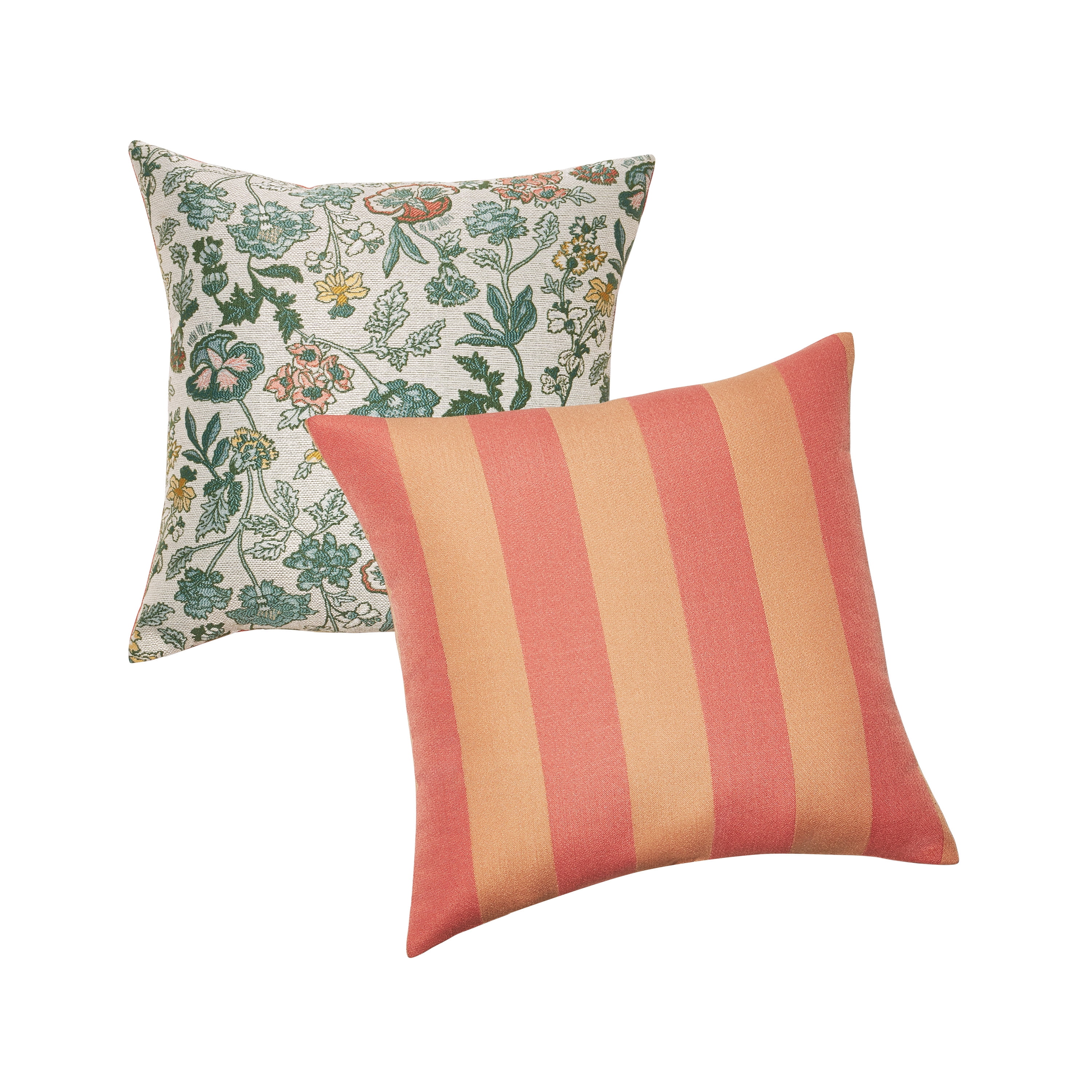 Beautiful 18" x 18" Decorative Outdoor Pillow by Drew Barrymore, Coral Stripe