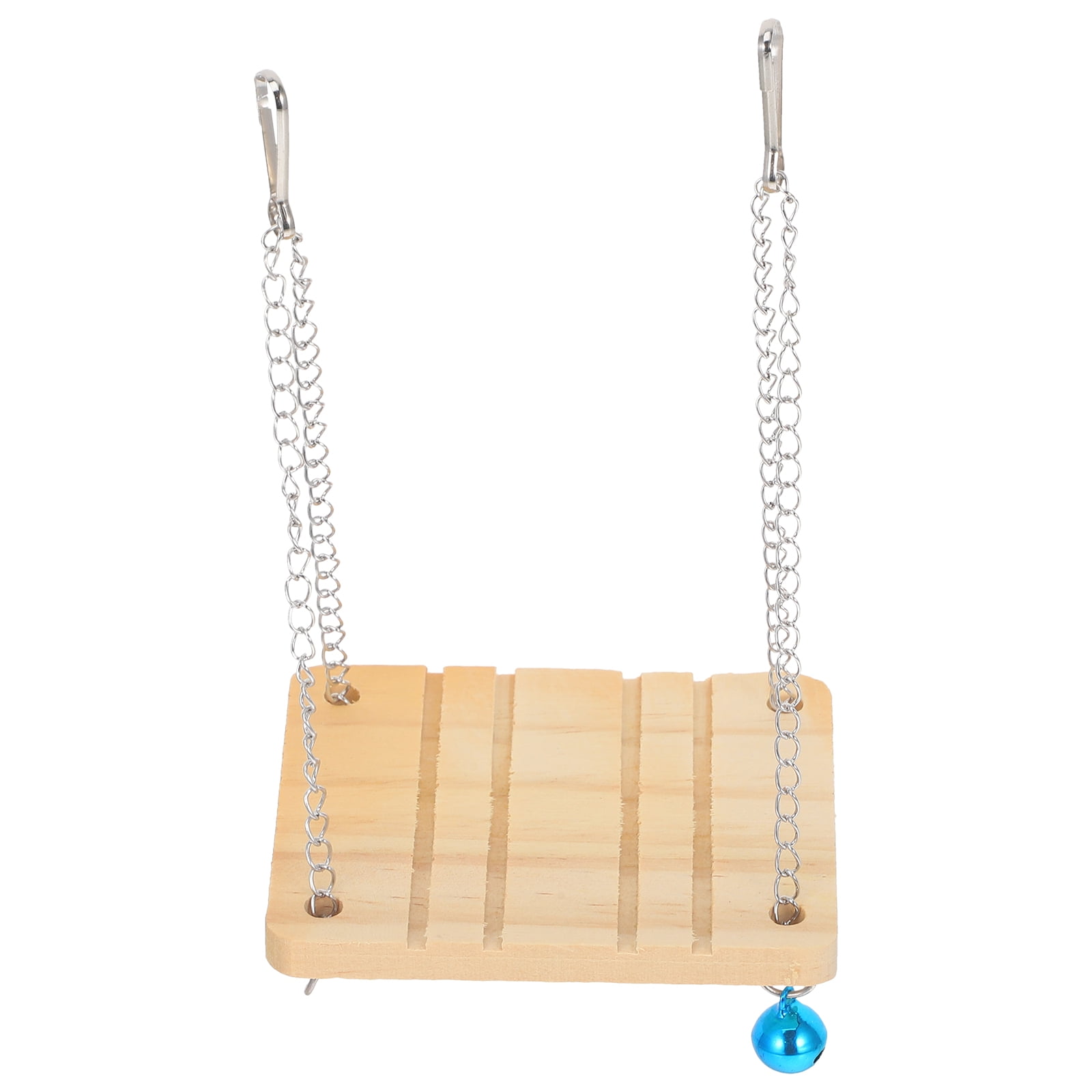 BESTYASH Wooden Platform Swing with Bell Small Animal Chewing Toy for Hamsters and Guinea Pigs