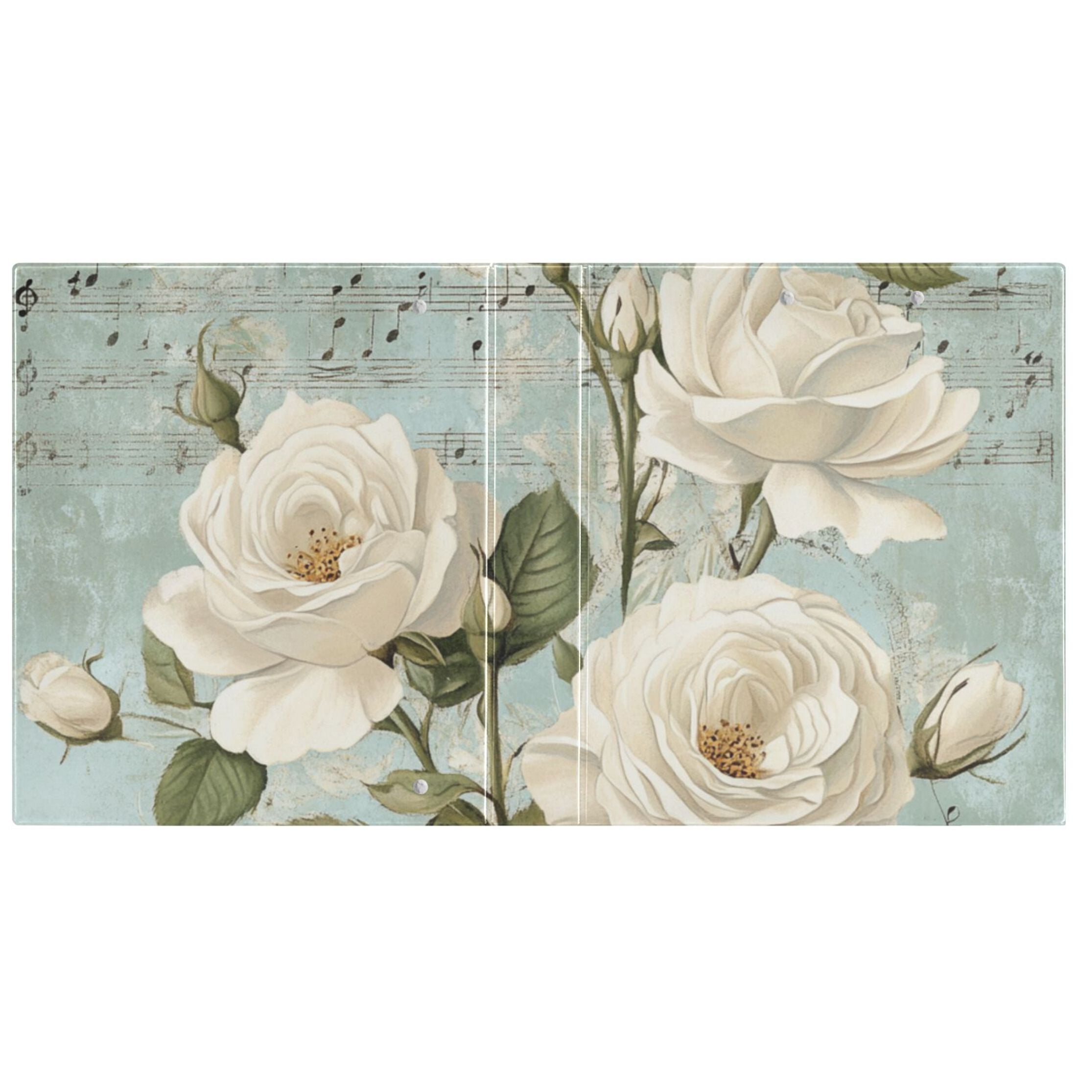 Rose Music Notes 3 Ring Binders 1.5 inch Hardcover File Folders with Interior Pockets A4 Size Organizer for School Office Hospital