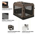 thumbnail image 3 of Veehoo Folding Soft Dog Crate, 3-Door Pet Kennel, 600D Cationic Oxford Fabric, 32", Brown, 3 of 9
