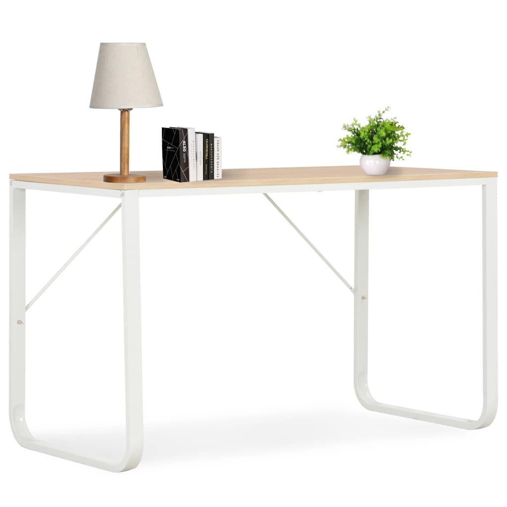 Kepooman Modern Rectangle PC Laptop Study Table for Home Office, 47.2" x 23.6" x 28.7", White & Oak Kepooman Modern Rectangle PC Laptop Study Table for Home Office, 47.2" x 23.6" x 28.7", White & Oak