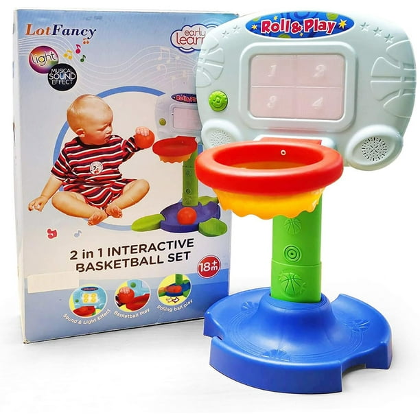 Lotfancy Baby Basketball Hoop For Toddlers Adjustable 2 In 1 Sports Play Set For Kids 1 3 Multicolour