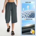 thumbnail image 4 of BALEAF Women's Hiking Pants Capri Wide Leg Lightweight Pants Plus Size UPF50+ Quick Dry Casual Sweatpants Walking Gray M, 4 of 7