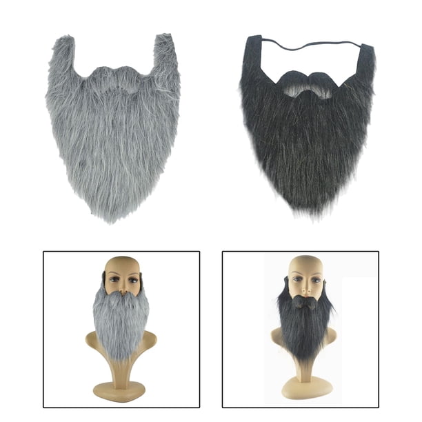 Barba postiza larga Yinane para Disfraz de Carnaval Gris Negro