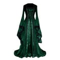thumbnail image 2 of yoeyez Womens Wedding Guest Medieval Costume Dress Flare Sleeve Lace up Over Long Dresses Irish Fairy Wedding Guest Dress for Green,5XL, 2 of 6