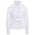 thumbnail image 1 of Men'S Spring Summer Cosplay Solid Color Pleated Shirt Medieval Costume Top Men Shirts White Xxl, 1 of 6