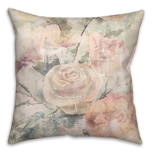 Creative Products Vintage Distressed Florals 18 x 18 Spun Poly Pillow