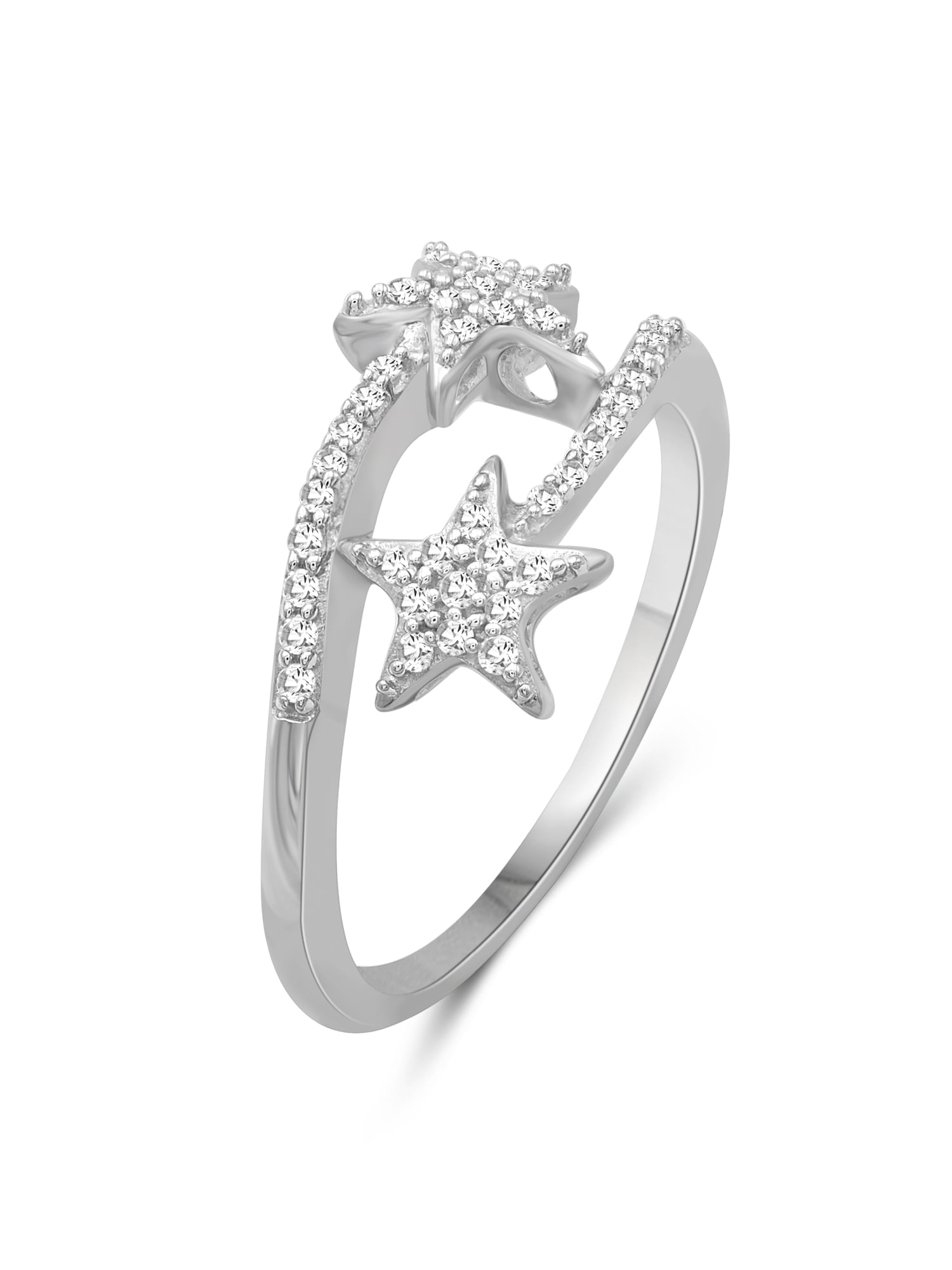 JewelersClub Stackable Diamond Rings for Women – 1/4 Carat White Diamond Ring Jewelry– Sterling Silver Stackable Bands for Women –– Stackable Ring Set by JewelersClub
