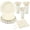 Cream White, variant on 175 Pcs Iridescent Party Plates and Napkins, Iridescent Party Decorations Include Scalloped Holographic Paper Plates and Napkins Set for Birthday, Mermaid, Disco, Frozen