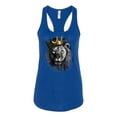 thumbnail image 2 of Wild Bobby, King Lion with Gold Crown Art, Animal Lover, Women Racerback Tank Top, Royal, Small, 2 of 4