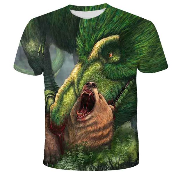 3-14T Cartoon Print Baby Boys T Shirt for Summer Boy Dinosaur T-Shirts Short Sleeves Kids Clothes Children's Jurassic Park Tops4T Gong Bohan LED