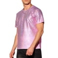 thumbnail image 4 of INSPIRE CHIC Metallic T-Shirt for Men's Round Neck Short Sleeves Sparkle Glitter Tee 2XL Pink, 4 of 6