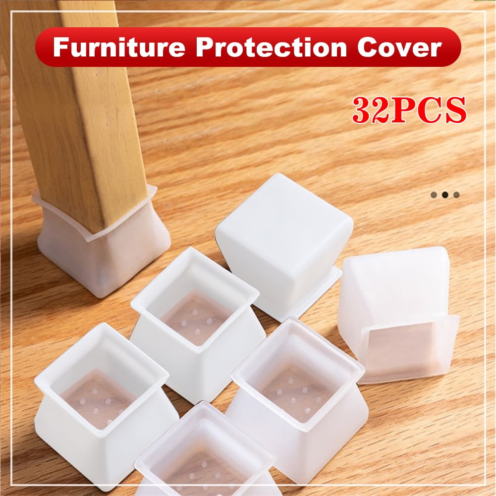 32Pcs Furniture Silicon Protection Cover, Square Silicone Chair Leg