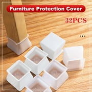 Silicone Chair Leg Floor Protectors 32 Pieces Round Feet Covers With Wool Felt Furniture Pads Non Slip Chair Leg Caps For Anti Scratch Protect Wooden Floor Surface Furniture Cups Ecog Diy Tools