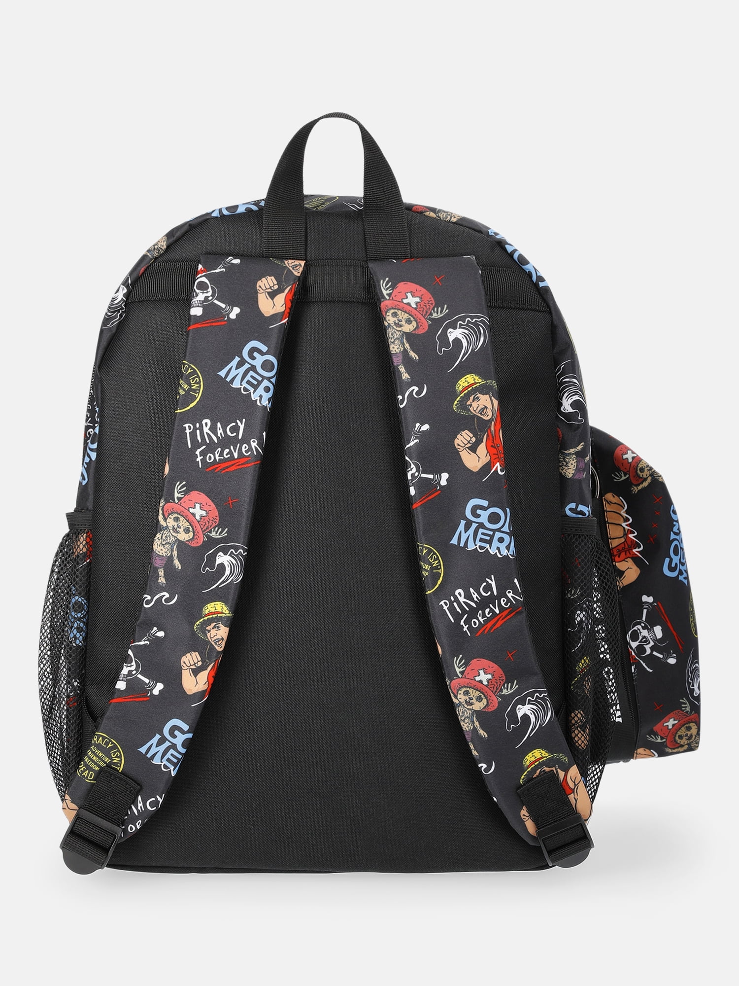 Netflix One Piece Unisex 17" Allover-Printed Backpack with Pencil Pouch, Black