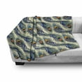 thumbnail image 3 of Peacock Soft Flannel Fleece Blanket, Exotic Peacock Feathers Pattern Vintage Style Ornamental Details Image, Cozy Plush for Indoor and Outdoor Use, 50" x 70", Navy Blue Green Orange, by Ambesonne, 3 of 6