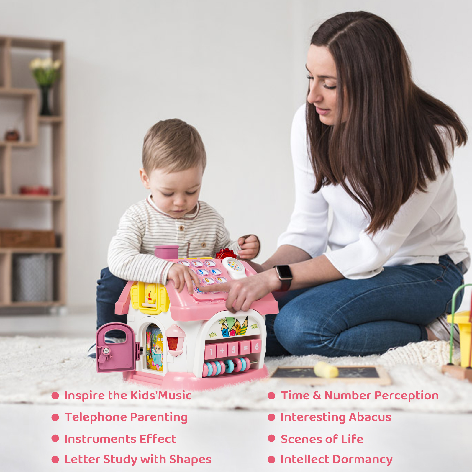 Marstone Toys for 1+ Year Old Girl Gifts, 8-in-1 Montessori Toddler Toys House with Learning and Playing, Christmas and Birthday Gifts for Kids Aged 1-2