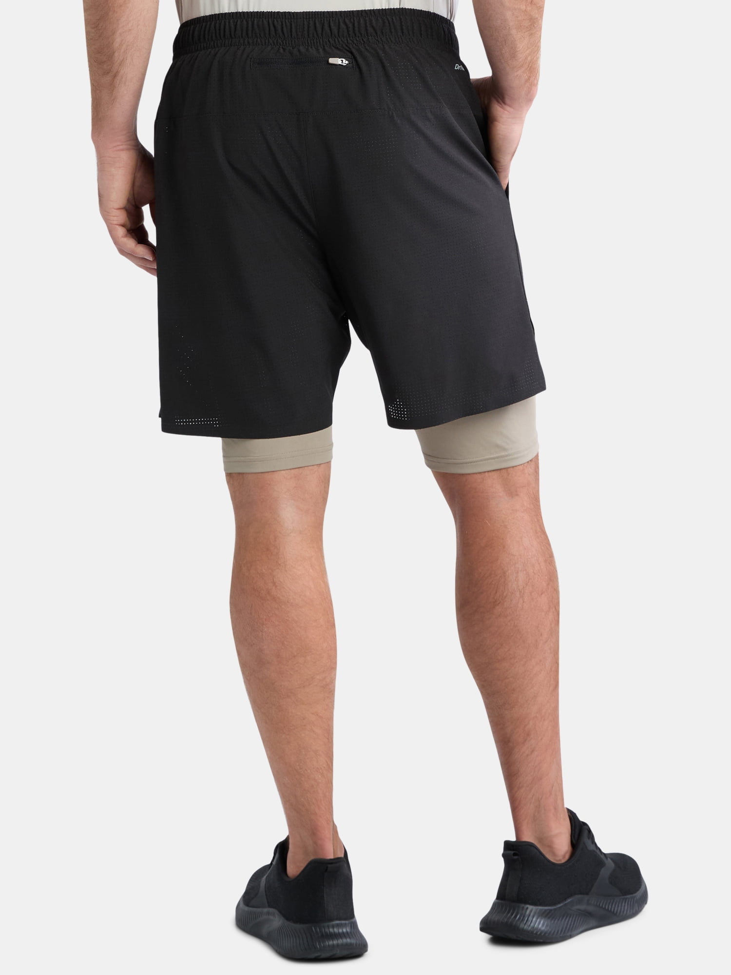 Athletic Works Men's and Big Men's 2 In 1 Perforated Active Shorts, 7" Inseam, Sizes S-3XL