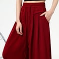 thumbnail image 5 of BUYISI High Waist Slim Casual Textured Ice Silk Wide Leg Pants Red 2XL, 5 of 7