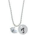 thumbnail image 1 of Delight Jewelry Silvertone Little Bird Initial - B - Silvertone Script Initial Disc - F - Charm Necklace, 20"+3", 1 of 4