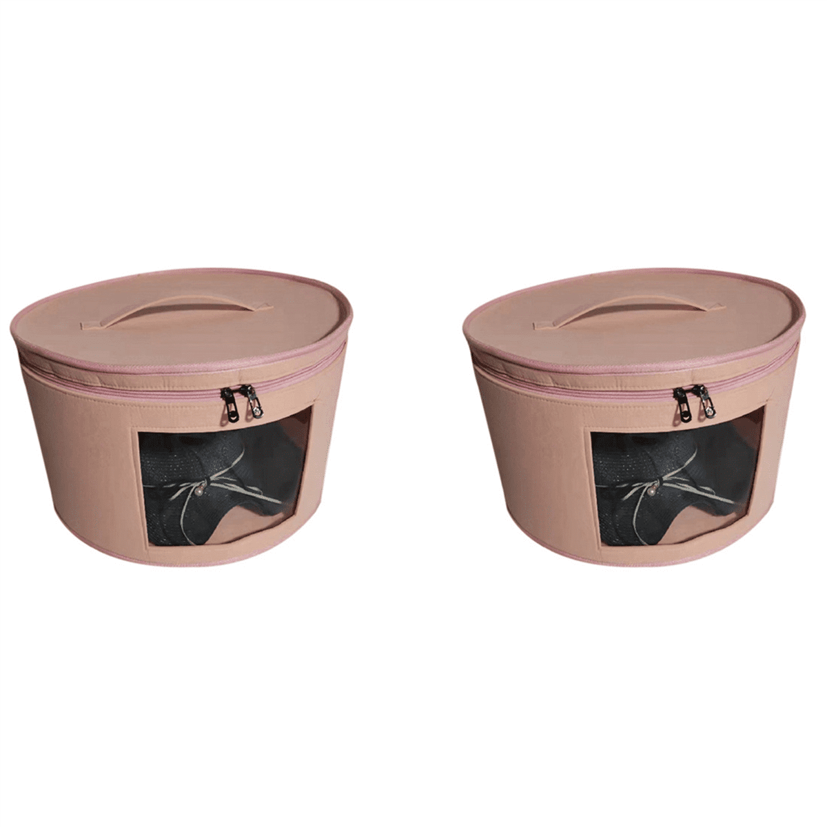 2X Hat Box Organizer Round Travel Hat Boxes Foldable Hat Storage Bag