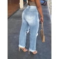 thumbnail image 2 of Casual Ripped Straight Leg Denim Pants for Women – Loose Basic Jeans, 2 of 5