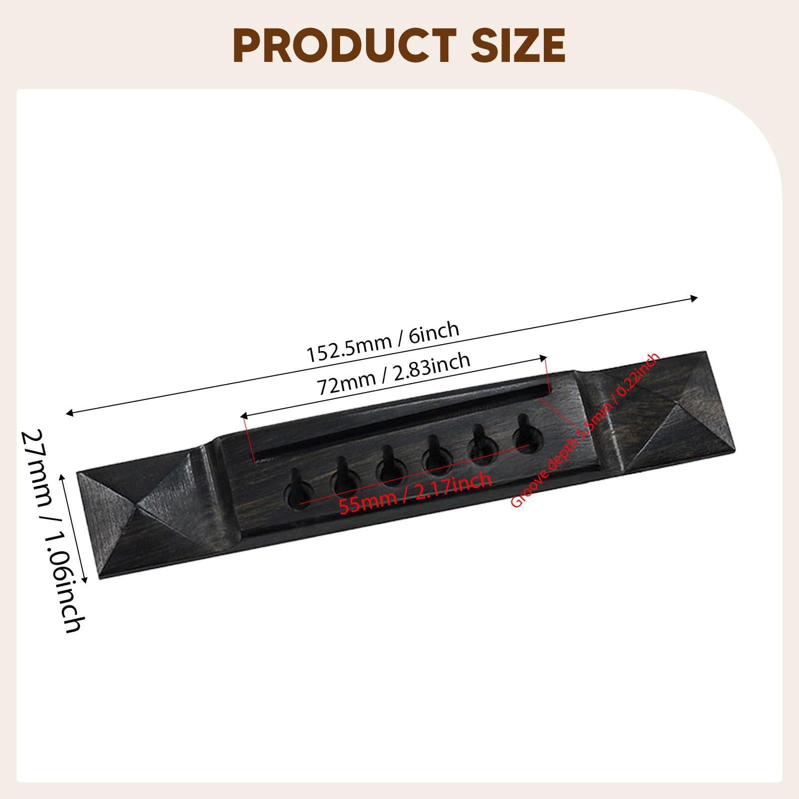 QSTDGVPW Acoustic Guitar Bridge Wood Universal Pyramid Saddle Musical Instrument Part for A Ebony