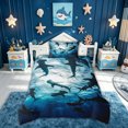 thumbnail image 3 of meiyoeat Cartoon Ocean Shark Twin Duvet Cover for Boys, Moonlight Undersea Animal Twin Bedding, Dark Blue, Blue Reversible, 2-Piece, 1 Duvet Cover and 1 Pillowcase, 3 of 6