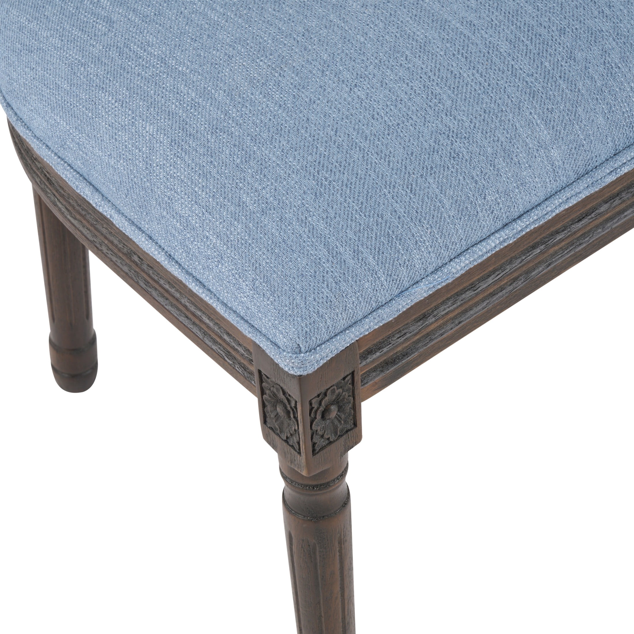 Christopher Knight Home Set of 2 French Country Dining Chairs with Rattan Cane Back, Dark Walnut+Slate Blue